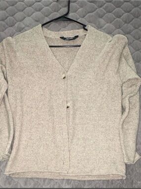 Light Taupe V-Neck Button Front Cardigan